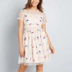 Modcloth Blush Embroidered Dress - Never Worn